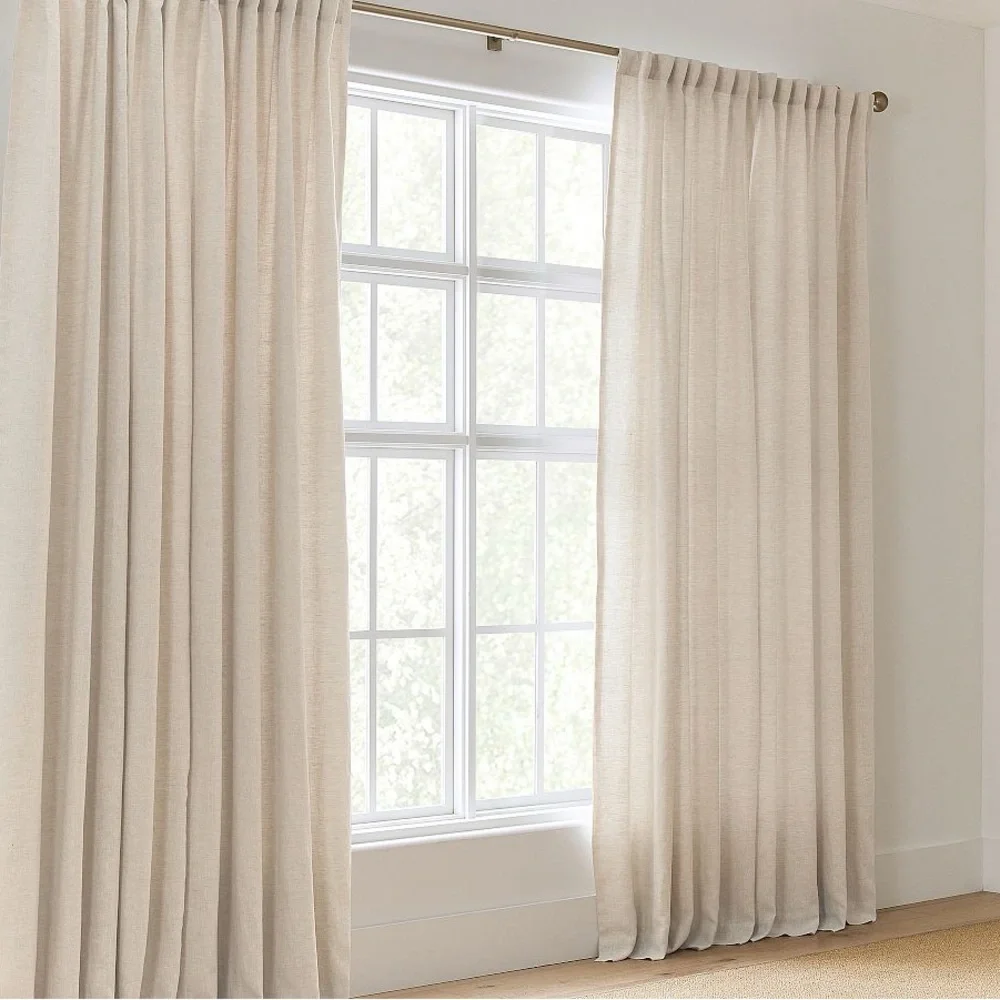 Pair Pottery Barn Belgian Linen Curtain Panels 50” x 108” Flax - Picture 1 of 3